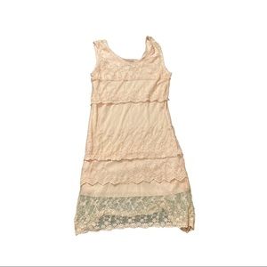Lace tiered sleeveless slip dress